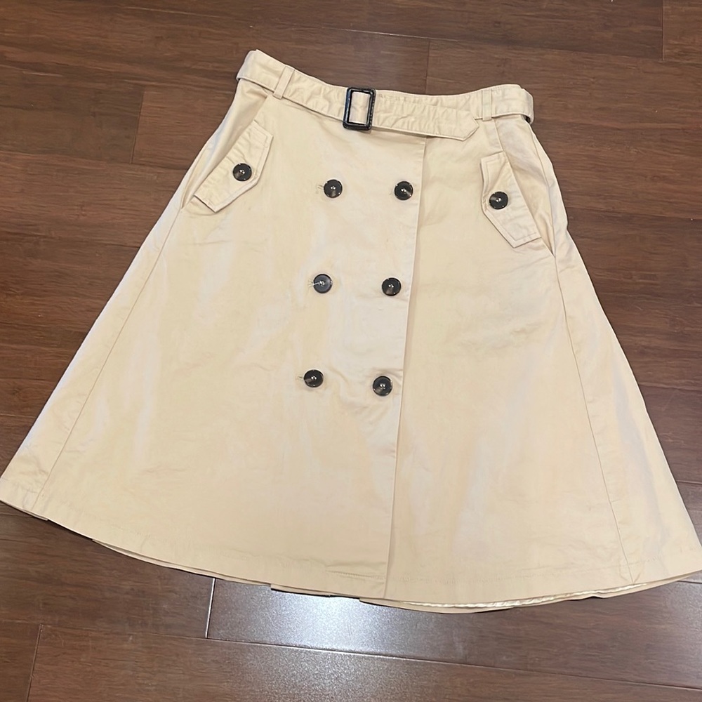 Anthropologie Comme Toi Tan Trench coat style skirt